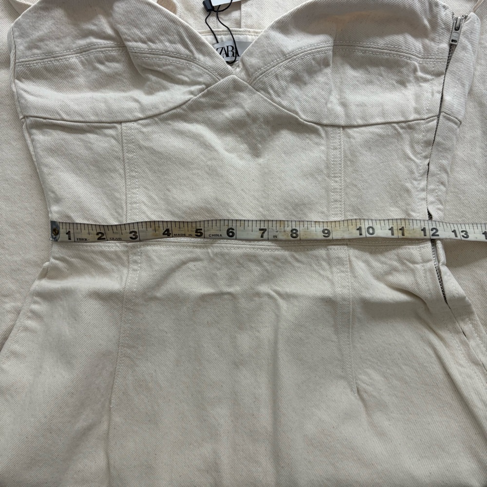 NWT Beige/Cream Zara Denim Midi Dress - Picture 10 of 11